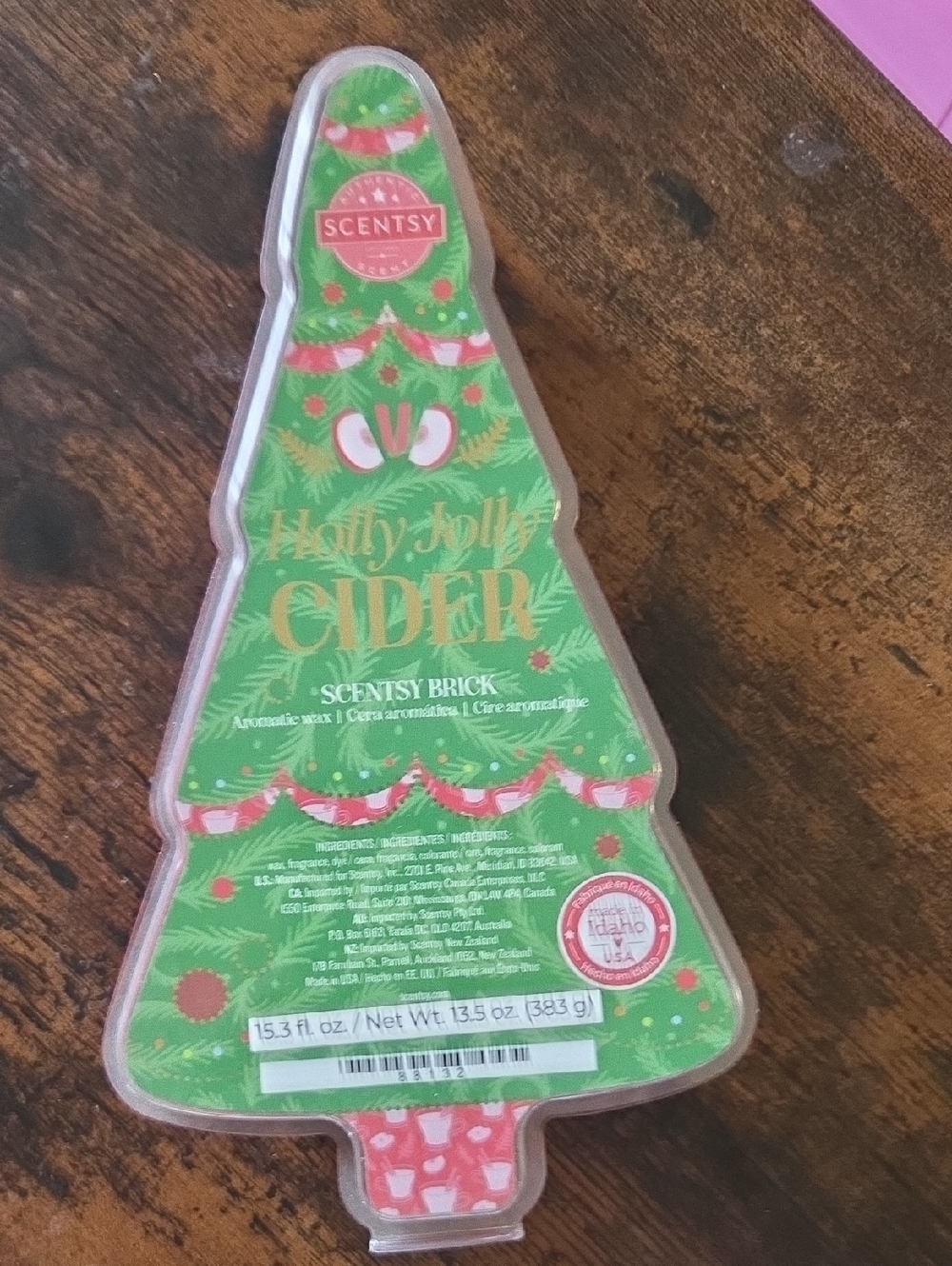 Scentsy Holly Jolly Cider Wax Brick - Green with Red Accents